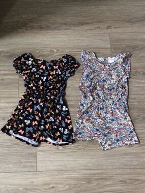 Girls Floral & Butterfly Short Sleeve Romper Set
